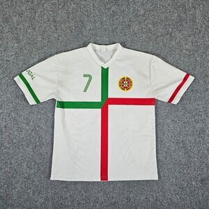 Italy Made Cristiano Ronaldo Portugal #7 Soccer Jersey White Men's‎ Sz XL Flaws